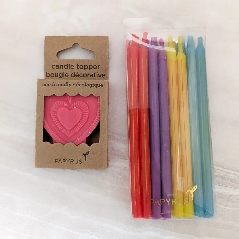 Papyrus Candles - Heart Candle Cake Topper & 24 Birthday Candles - New in Box